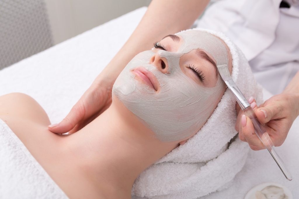 a woman applied with peeling mask