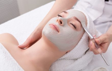 a woman applied with peeling mask